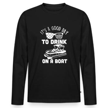 Es ist ein guter Tag, um auf einem Boot 4. Juli zu - Männer Premium Bio Langarmshirt - Schwarz - Vorne - Nico (187cm)