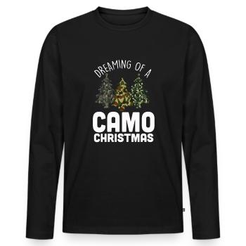 Ich träume von einer Camo -Weihnachts -TarnungHemd - Männer Premium Bio Langarmshirt - Schwarz - Vorne - Nico (187cm)
