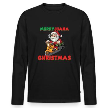 Merryjuana Christmas Dop Stoner Weihnachten - Männer Premium Bio Langarmshirt - Schwarz - Vorne - Nico (187cm)