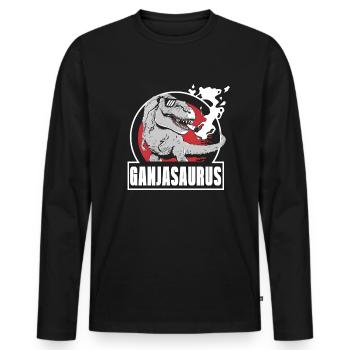 Ganjasaurus High Dino Marihuana Dinosaurier rauche - Männer Premium Bio Langarmshirt - Schwarz - Vorne - Nico (187cm)