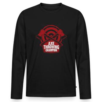 Axenwurf -Champion Axe Thrower Axt werfenAxenwurf - Männer Premium Bio Langarmshirt - Schwarz - Vorne - Nico (187cm)