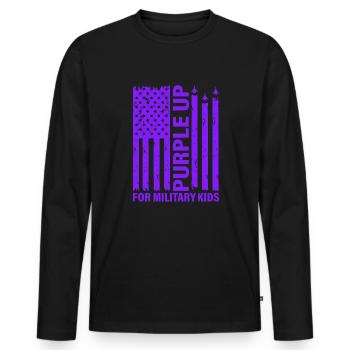 Lila up für Military Kids USA Flagge Kämpfer Jet - Männer Premium Bio Langarmshirt - Schwarz - Vorne - Nico (187cm)