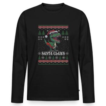 Santa Claws Kinder hässlicher Weihnachtspullover D - Männer Premium Bio Langarmshirt - Schwarz - Vorne - Nico (187cm)