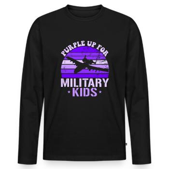 Lila für Militärkinder A-10 Warthog Purple upA10 W - Männer Premium Bio Langarmshirt - Schwarz - Vorne - Nico (187cm)