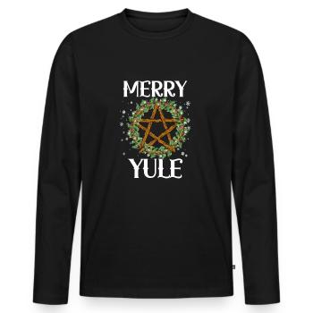 Frohe Yule Winter Sonnenwendepagan Merry Solstice - Männer Premium Bio Langarmshirt - Schwarz - Vorne - Nico (187cm)