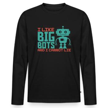 Ich mag große Bots und kann Roboteringenieur nicht - Männer Premium Bio Langarmshirt - Schwarz - Vorne - Nico (187cm)