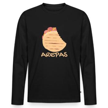 Arepas lustige kolumbianische venezolanische Essen - Männer Premium Bio Langarmshirt - Schwarz - Vorne - Nico (187cm)