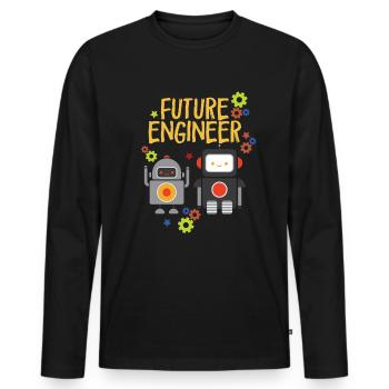 Zukünftiger Ingenieur cooler Roboter -Ingenieur Ro - Männer Premium Bio Langarmshirt - Schwarz - Vorne - Nico (187cm)