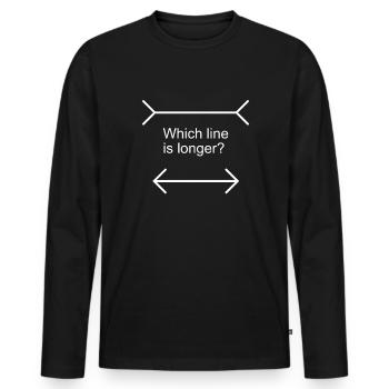 Optische Täuschung, welche Linie eine längere Illu - Männer Premium Bio Langarmshirt - Schwarz - Vorne - Nico (187cm)