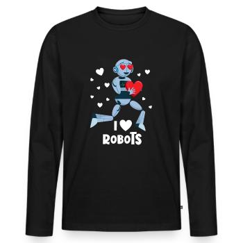 Ich liebe Roboter Red Heart Robotics Class Enginee - Männer Premium Bio Langarmshirt - Schwarz - Vorne - Nico (187cm)