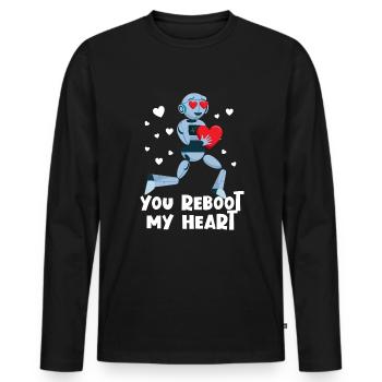 Sie starten mein Herz Roboter Valentine Robotik ne - Männer Premium Bio Langarmshirt - Schwarz - Vorne - Nico (187cm)