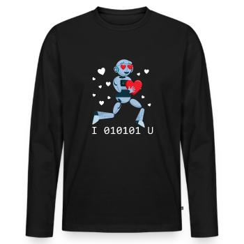 Ich liebe dich binär 01010 Roboter Valentine Robot - Männer Premium Bio Langarmshirt - Schwarz - Vorne - Nico (187cm)