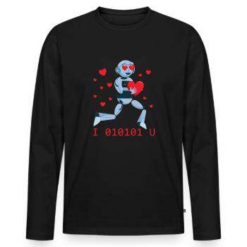 Ich liebe dich binär 01010 Roboter Valentine Robot - Männer Premium Bio Langarmshirt - Schwarz - Vorne - Nico (187cm)