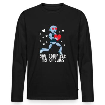 Sie vervollständigen meine Schaltkreise Roboter Va - Männer Premium Bio Langarmshirt - Schwarz - Vorne - Nico (187cm)