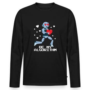 Sei mein Algorithmus -Roboter -Valentinstag -Ingen - Männer Premium Bio Langarmshirt - Schwarz - Vorne - Nico (187cm)