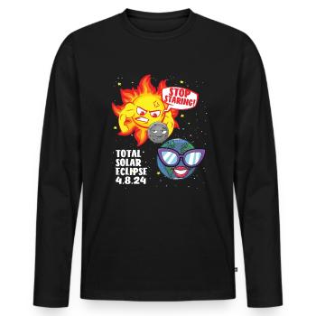 Total Solar Eclipse Stop Starring 4.08.24 Eclipse - Männer Premium Bio Langarmshirt - Schwarz - Vorne - Nico (187cm)