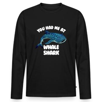 Du hattest mich im Whale Shark Funny Whale Shark - Männer Premium Bio Langarmshirt - Schwarz - Vorne - Nico (187cm)