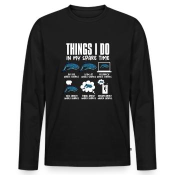 Dinge, die ich in meiner Freizeit mache, lustiger - Männer Premium Bio Langarmshirt - Schwarz - Vorne - Nico (187cm)