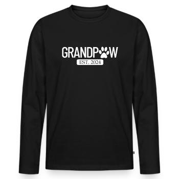 Opaw Est. 2024 Großeltern der Herrenhunde Großpfot - Männer Premium Bio Langarmshirt - Schwarz - Vorne - Nico (187cm)