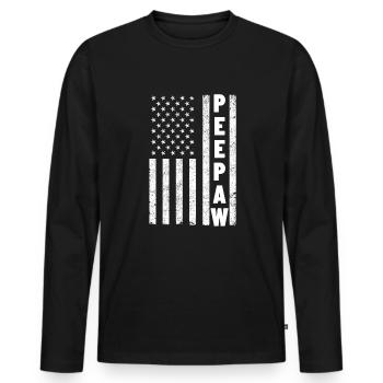Peepaw amerikanische Flagge Vatertagsgeschenk Gran - Männer Premium Bio Langarmshirt - Schwarz - Vorne - Nico (187cm)