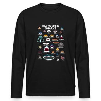 Kennen Sie Ihre Haie lieben Haigesichten Kinderhai - Männer Premium Bio Langarmshirt - Schwarz - Vorne - Nico (187cm)