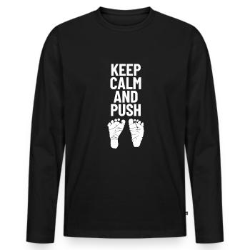 Bleiben Sie ruhig und schieben Sie die Hebamme und - Männer Premium Bio Langarmshirt - Schwarz - Vorne - Nico (187cm)