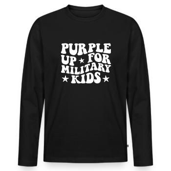 Lila up für Militärkinder Militär Kindermonat - Männer Premium Bio Langarmshirt - Schwarz - Vorne - Nico (187cm)