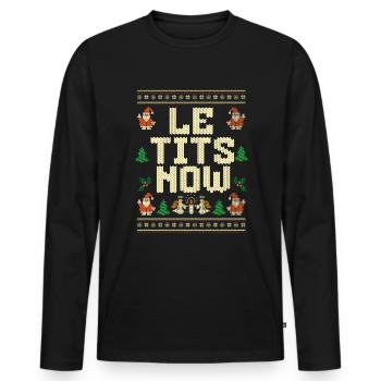 Le Tits jetzt Weihnachten hässlicher Pullover Weih - Männer Premium Bio Langarmshirt - Schwarz - Vorne - Nico (187cm)