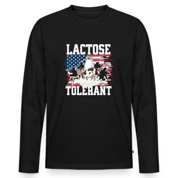 Toleranter patriotischer Pro -Milchlaktose Laktose - Männer Premium Bio Langarmshirt - Schwarz - Vorne - Nico (187cm)