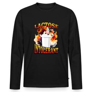 Laktosetolerantes laktosefreies Laktose -intoleran - Männer Premium Bio Langarmshirt - Schwarz - Vorne - Nico (187cm)