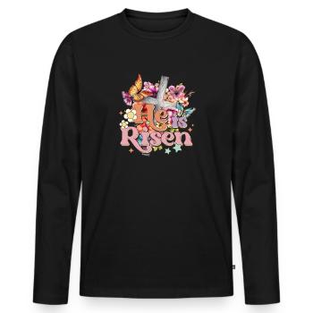 Er ist die auferstandene christliche Ostern-Aufers - Männer Premium Bio Langarmshirt - Schwarz - Vorne - Nico (187cm)