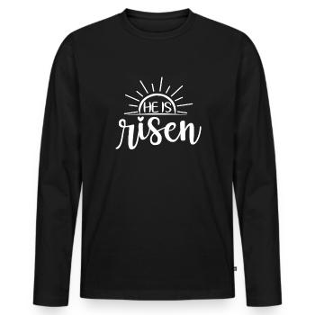 Er ist der auferstandene christliche Oster-Jesus b - Männer Premium Bio Langarmshirt - Schwarz - Vorne - Nico (187cm)