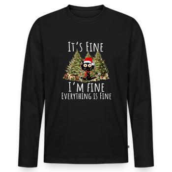 Es ist in Ordnung, mir geht es gut, alles ist in O - Männer Premium Bio Langarmshirt - Schwarz - Vorne - Nico (187cm)