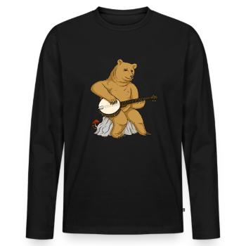 Bär spielt Banjo, Bluegrass-Musik, Banjo - Männer Premium Bio Langarmshirt - Schwarz - Vorne - Nico (187cm)