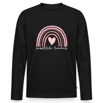 Vertretungslehrer Boho Rainbow Zurück zur Schule - Männer Premium Bio Langarmshirt - Schwarz - Vorne - Nico (187cm)