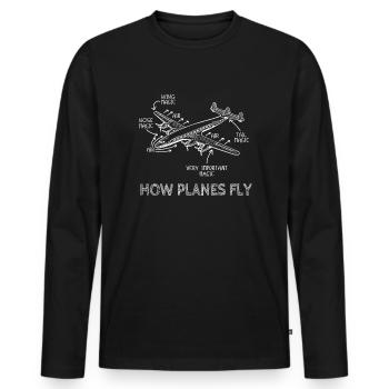 Wie Flugzeuge fliegen. Lustige Flugzeug-Magie-Flug - Männer Premium Bio Langarmshirt - Schwarz - Vorne - Nico (187cm)