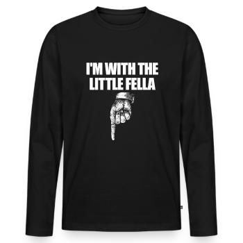 Ich bin mit dem kleinen Kerl, der nach unten zeigt - Männer Premium Bio Langarmshirt - Schwarz - Vorne - Nico (187cm)