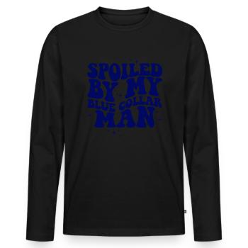 Von meinem Arbeiter verwöhntBlue Collar Wife-Aufkl - Männer Premium Bio Langarmshirt - Schwarz - Vorne - Nico (187cm)