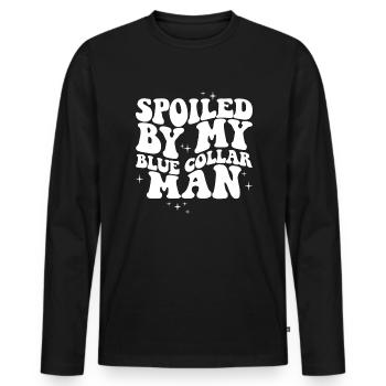 Von meinem Arbeiter verwöhntBlue Collar Wife-Sweat - Männer Premium Bio Langarmshirt - Schwarz - Vorne - Nico (187cm)