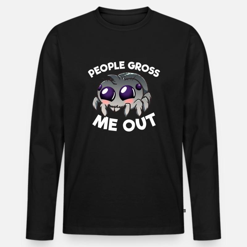 Die Leute ekeln mich an, Pet Spooder Jumping Spide - Männer Premium Bio Langarmshirt - Schwarz
