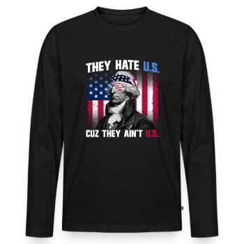 Sie hassen die USA, weil sie nicht die USA sind, J - Männer Premium Bio Langarmshirt - Schwarz - Vorne - Nico (187cm)