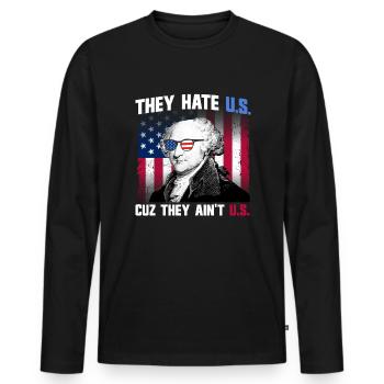 Sie hassen die USA, weil sie nicht die USA sind, J - Männer Premium Bio Langarmshirt - Schwarz - Vorne - Nico (187cm)