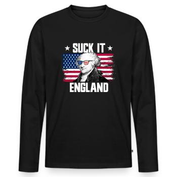 Suck It England John Adams Gründerväter - Männer Premium Bio Langarmshirt - Schwarz - Vorne - Nico (187cm)