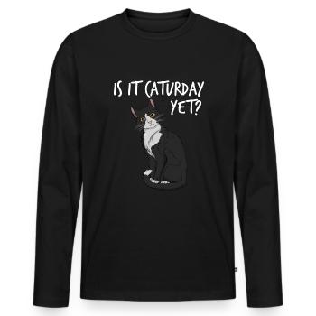 Ist es Samstag? Noch ein lustiger Katzenliebhaber- - Männer Premium Bio Langarmshirt - Schwarz - Vorne - Nico (187cm)