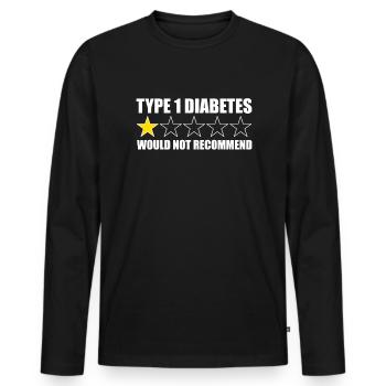 Typ-1-Diabetes würde Diabetes nicht empfehlen. Lus - Männer Premium Bio Langarmshirt - Schwarz - Vorne - Nico (187cm)