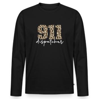 9 1 1 Dispatcher Cheetah Print Notfallabfertigung - Männer Premium Bio Langarmshirt - Schwarz - Vorne - Nico (187cm)