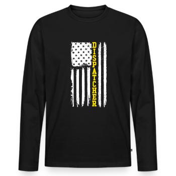 Dispatcher Notruf mit amerikanischer Flagge - Männer Premium Bio Langarmshirt - Schwarz - Vorne - Nico (187cm)