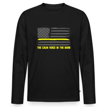 Die ruhige Stimme im Dunkeln Versand mit amerikani - Männer Premium Bio Langarmshirt - Schwarz - Vorne - Nico (187cm)