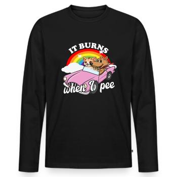 Es brennt, wenn ich pinkle. Lustig, sarkastisch, p - Männer Premium Bio Langarmshirt - Schwarz - Vorne - Nico (187cm)