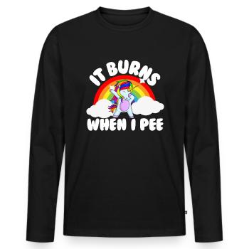 Es brennt, wenn ich pinkle. Lustig, sarkastisch, p - Männer Premium Bio Langarmshirt - Schwarz - Vorne - Nico (187cm)